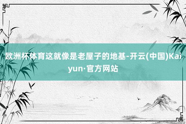欧洲杯体育这就像是老屋子的地基-开云(中国)Kaiyun·官方网站