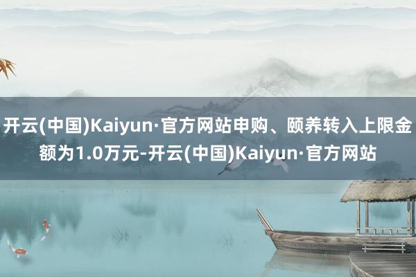 开云(中国)Kaiyun·官方网站申购、颐养转入上限金额为1.0万元-开云(中国)Kaiyun·官方网站